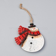 Christmas Snowman Iron Ornaments, Christmas Tree Hanging Decorations, for Christmas Party Home Decoration, Red, 185mm(HJEW-G013-06A)