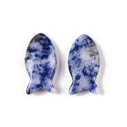 Natural Blue Spot Jasper Pendants, Fish Charms, 23.5~24.5x12x5~6mm, Hole: 2mm(G-N342-106F)