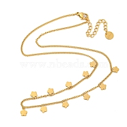 304 Stainless Steel Cable Chain Necklaces, Charm Necklaces, Flower, 15.83 inch(40.2cm)(NJEW-P311-03A-G)