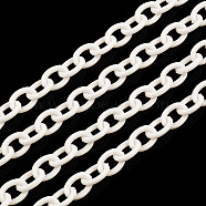 ABS Plastic Cable Chains, Oval, Floral White, 14.96 inch~15.35 inch(38~39cm), 5.5~6mm(X-KY-E007-03J)