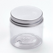Transparent Plastic Bead Containers, with Aluminium Cover, Column, Platinum, Clear, 5x4.8cm, Capacity: 60ml(2.02 fl. oz)(CON-WH0027-03B)