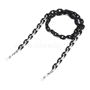 Spray Painted CCB Plastic Linking Eyeglasses Chains, Neck Strap for Eyeglasses, with 304 Stainless Steel Lobster Claw Clasps and Rubber Loop Ends, Silver, 27.55~27.95 inch(70~71cm)(AJEW-EH00240-01)