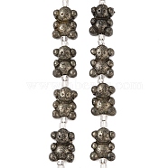 Electroplated Natural Pyrite Beads Strands, with Seed Beads, Bear, Antique Bronze Plated, 19x14x4mm, Hole: 1.2mm, about 8pcs/strand, 7.87''(20cm)(G-Q187-02B)