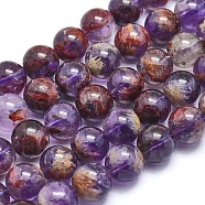 Natural Purple Lodolite Quartz/Purple Phantom Quartz Beads Strands, Round, 12mm, Hole: 1mm, about 33pcs/strand, 15.3 inch(39cm)(G-J373-05A-12mm)