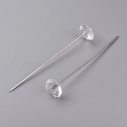 Iron Sewing Pins, Straight Pins, with Plastic Beads, for Dressmaker Jewelry Decoration, Clear, 54x0.7mm, about 100pcs/box(IFIN-TAC001-56)