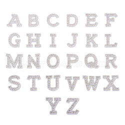 Alphabet Resin Rhinestone Patches, Iron/Sew on Appliques, Costume Accessories, for Clothes, Bag Pants, Silver, 43.5~50x20~51x3mm(DIY-TAC0005-45A)