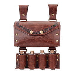 PU Imitation Leather Waist Belt Bag with 4 Cork Glass Bottles, Waist Pouch Side Pack for Halloween Party Role Play, Coconut Brown, 265x175x57mm(AJEW-WH0678-31B)