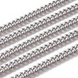 3.28 Feet Handmade 304 Stainless Steel Curb Chains, Twisted Chains, Unwelded, Faceted, Stainless Steel Color, 5x4x2mm, Wire: 1.2mm(X-STAS-F229-06C-P)