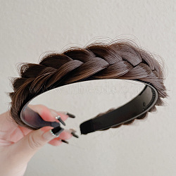 Fashion Style Plastic Wig Braided Hair Bands, with Teeth Non-slip Hair Band Accessories for Women, Coconut Brown, 150x130x45mm(OHAR-PW0001-176D)