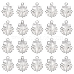 100Pcs 316 Surgical Stainless Steel Charms, Shell Shape, Stainless Steel Color, 14x11x4mm, Hole: 1.2mm(STAS-SC0004-46)