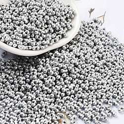 Baking Paint Glass Seed Beads, Peanut, Silver, 2~2.5x4x2mm, Hole: 0.8mm, about 15000pcs/pound(SEED-A033-04L)