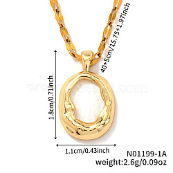 Chic Minimalist Brass Oval Pendant Dapped Chain Necklace for Women, Golden, 15.75 inch(40cm)(VG2128-1)