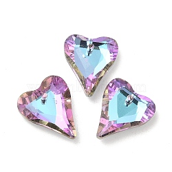Electroplated Glass Pendants, Back Plated, Faceted, Heart Charms, Plum, 17.5x14x5mm, Hole: 1.2mm(EGLA-M029-05-06)
