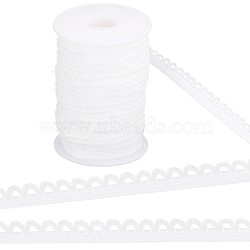 25M Polyester Picot Elastic Lace Trim, Crocheted Lace Cord Ribbon for Lingerie, White, 1/2 inch(12mm), about 27.34 Yards(25m)/Bag(OCOR-GF0003-61B)