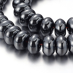 Pearlized Non-magnetic Synthetic Hematite Rondelle Beads Strands, Black, 10x6mm, Hole: 1.5mm, about 68pcs/strand, 15.7 inch(X-G-F230-02)