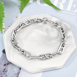 304 Stainless Steel Oval Link  Chain Bracelets for Women Men, Stainless Steel Color, 8-1/4 inch(21cm)(BJEW-F488-49B-P)