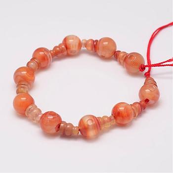 Natural Carnelian 3-Hole Guru Bead Strands, for Buddhist Jewelry Making, T-Drilled Beads, 16.5~18mm, Hole: 2~3mm, 2pcs/set, 10sets/strand, 6.5 inch