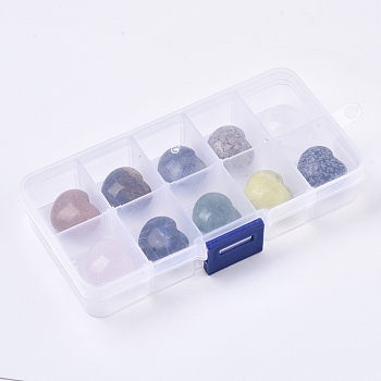 Natural Mixed Stone, Heart Love Stone, Pocket Palm Stone for Reiki Balancing, 19x23x10.5mm, 10pcs/box