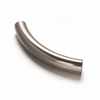 Tarnish Resistant 201 Stainless Steel Tube Beads, Large Hole Beads, Stainless Steel Color, 46.5x7mm, Hole: 6mm