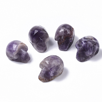Halloween Natural Amethyst Beads, No Hole/Undrilled, Skull, 18~20x16.5~18x24~25mm