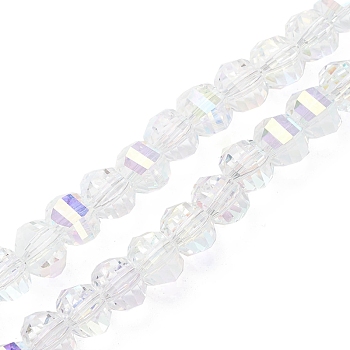Electroplate Transparent Glass Beads Strands, Faceted, Rondelle, Clear, 8x6mm, Hole: 1.2mm, about 80pcs/strand, 19.29''(49cm)