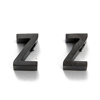 304 Stainless Steel Charms, Alphabet, Electrophoresis Black, Letter.Z, 8x5x3mm, Hole: 1.8mm