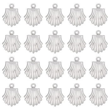 100Pcs 316 Surgical Stainless Steel Charms, Shell Shape, Stainless Steel Color, 14x11x4mm, Hole: 1.2mm