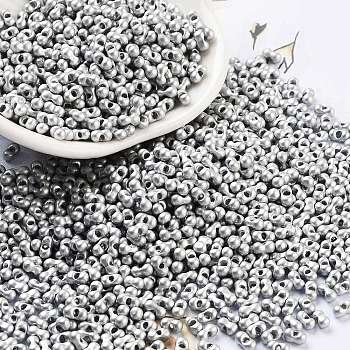 Baking Paint Glass Seed Beads, Peanut, Silver, 2~2.5x4x2mm, Hole: 0.8mm, about 15000pcs/pound