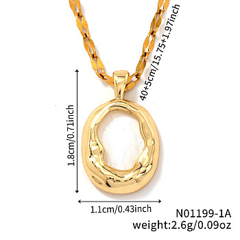 Chic Minimalist Brass Oval Pendant Dapped Chain Necklace for Women, Golden, 15.75 inch(40cm)