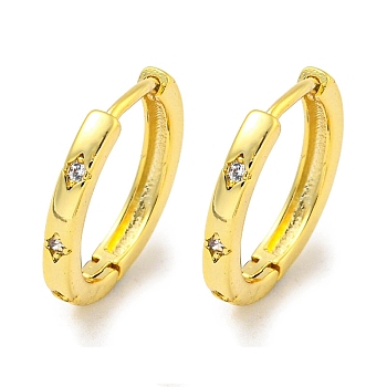 Brass Pave Clear Cubic Zirconia Hoop Earrings, Real 18K Gold Plated, 12mm