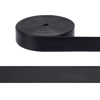 Flat PU Imitation Leather Cord, for Bag Strap Making, Black, 1 inch(25mm), about 5.47 Yards(5m)/Roll