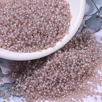 MIYUKI Round Rocailles Beads, Japanese Seed Beads, 11/0, (RR579) Dyed Blush Silver Lined Alabaster, 2x1.3mm, Hole: 0.8mm, about 1111pcs/10g