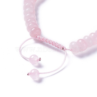 Adjustable Natural Rose Quartz Braided Bead Bracelets(BJEW-F369-A13)-3