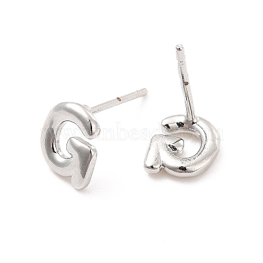 Boucles d'oreilles en laiton évidées avec lettre initiale pour femmes(EJEW-A044-01P-G)-2
