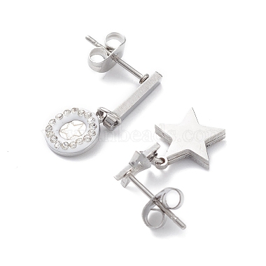 3 Pair 3 Style Rhinestones Star & Heart Asymmetrical Earrings(EJEW-B020-21P)-3