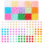 2400Pcs 15 Colors Opaque Baking Paint Glass Beads, Round, Mixed Color, 4~4.5x3.5~4mm, Hole: 0.9~1mm, 160pcs/color(DGLA-TA0001-25)