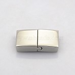 Tarnish Resistant Cuboid 304 Stainless Steel Bayonet Clasps, Magnetic Clasps with Glue-in Ends, Stainless Steel Color, 22x12x5mm, Hole: 3x10mm(STAS-N042-03)