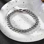 304 Stainless Steel Cuban Link Chain Bracelets for Men, Stainless Steel Color, 9 inch(22.8cm)(BJEW-Z081-01P-03)