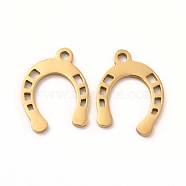 201 Stainless Steel Charms, Horseshoe, Golden, 13.5x10.5x1mm, Hole: 1mm(STAS-E188-05G)