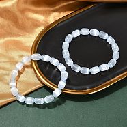 Dyed Natural Selenite Column Beaded Stretch Bracelets for Women, Light Blue, 3/8x1/2 inch(0.85x1.25cm), Inner Diameter: 2-1/4 inch(5.6cm)(BJEW-I312-05A)