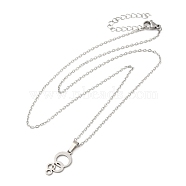 306 Stainless Steel Pendant Necklace for Women, Ring, 17.72 inch(45cm), pendants: 17.5x9mm.(NJEW-Q772-01P-06)