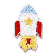 Computerized Embroidery Cloth Self Adhesive Patches, Stick On Patch, Costume Accessories, Appliques, Rocket, Colorful, 38x21x1.5mm(DIY-G031-04L)