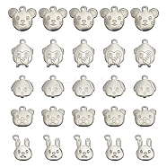 DICOSMETIC 40Pcs 5 Style 201 Stainless Steel Charms, Mixed Shapes, Stainless Steel Color, 12~16.5x10~16x1.5mm, Hole: 1.6mm, 8pcs/style(STAS-DC0008-71)