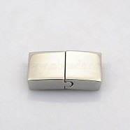 Cuboid 304 Stainless Steel Bayonet Clasps, Magnetic Clasps with Glue-in Ends, Stainless Steel Color, 22x12x5mm, Hole: 3x10mm(STAS-N042-03)