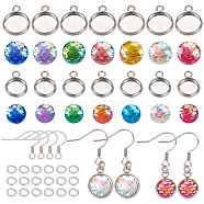 CHGCRAFT DIY Flat Round with Fish Scale Dangle Earring Making Kits, Including Resin Cabochons, 304 Stainless Steel Pendant Cabochon Settings & Earring Hooks, Stainless Steel Color, 494pcs/box(DIY-CA0003-92)