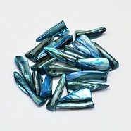 Dyed Natural Freshwater Shell Nugget Stick Beads, Steel Blue, 22~35x5~7x2mm, Hole: 1mm, about 510pcs/500g(SHEL-O001-23B)