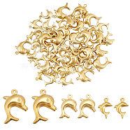Elite 60Pcs 3 Style Brass Pendants, Dolphin, Golden, 14~21x9.5~12x3~5mm, Hole: 1~1.2mm, 20pcs/style(KK-PH0005-11)