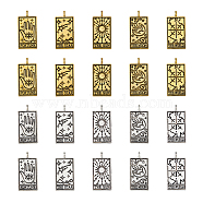 40Pcs 10 Styles Tibetan Style Alloy Pendants, Rectangle with Tarot Pattern, Mixed Shapes, 26x13x2mm, Hole: 2mm, 4pcs/style(FIND-DC0004-51)