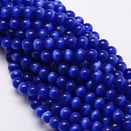 Cat Eye Beads Strands, Round, Blue, 8mm, Hole: 1.2mm, about 50pcs/strand, 15.5 inch(X-CE-M011-8mm-03)