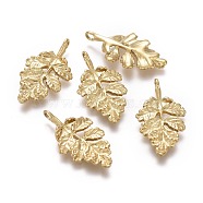 Ion Plating(IP) 304 Stainless Steel Pendants,  Leaf, Golden, 22x12x2mm, Hole: 1.6mm(STAS-I164-047G)